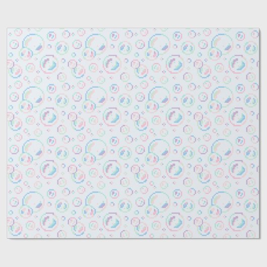Papier Cadeau Motif de bulles de savon en pixels (Plat)