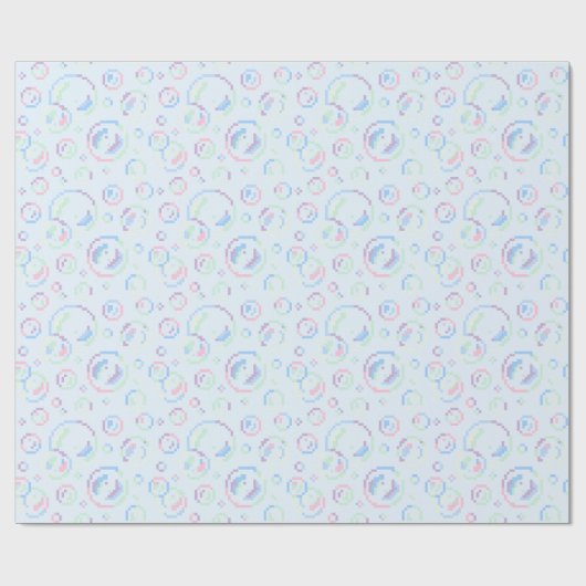 Papier Cadeau Motif de bulles de savon en pixels (Plat)