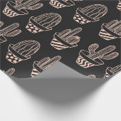Papier Cadeau Motif de cactus à pointes mignon noir (Coin)