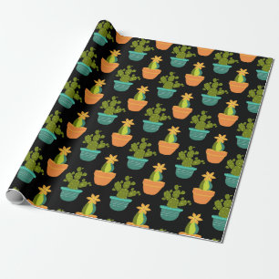 Papier Cadeau Motif de cactus coloré