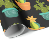 Papier Cadeau Motif de cactus coloré (Coin rond)