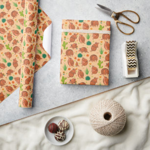 Papier Cadeau Motif de cactus de désert de tatous mignons