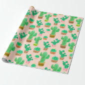 Papier Cadeau Motif de cactus pointillés (Déroulé)