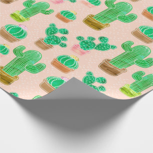 Papier Cadeau Motif de cactus pointillés