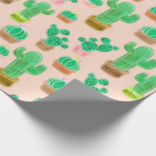 Papier Cadeau Motif de cactus pointillés (Coin)
