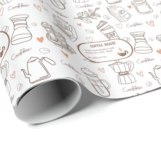 Papier Cadeau Motif de café simple Arrière - plan personnalisé (Coin rond)