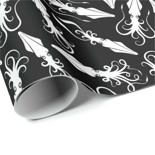 Papier Cadeau Motif de calmar blanc (Coin rond)