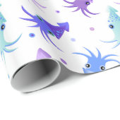 Papier Cadeau Motif de calmar de partie (Coin rond)