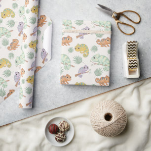 Papier Cadeau Motif de caméléon mignon