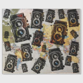Papier Cadeau Motif de caméra Vintage voyage (Plat)