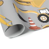 Papier Cadeau Motif de camions de construction (Coin rond)