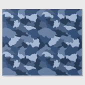 Papier Cadeau Motif de camouflage bleu (Plat)
