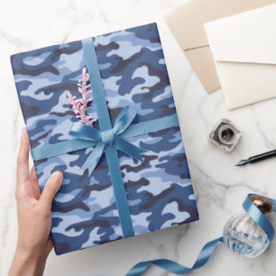 Papier Cadeau Motif de camouflage bleu foncé