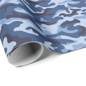 Papier Cadeau Motif de camouflage bleu foncé (Coin rond)