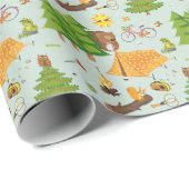 Papier Cadeau Motif de camping (Coin rond)