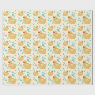 Papier Cadeau Motif de canard en caoutchouc aquarelle jaune mign
