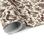 Papier Cadeau Motif de canard vintage et d'oie (Coin rond)