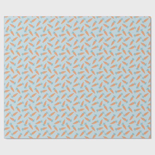 Papier Cadeau Motif de carottes mignon sur bleu clair (Plat)