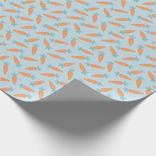 Papier Cadeau Motif de carottes mignon sur bleu clair (Coin)