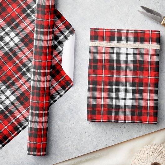 Papier Cadeau Motif de carreaux tartan à carreaux rouges noirs e