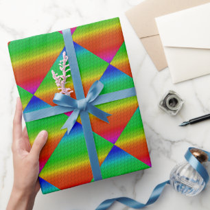 Papier Cadeau Motif de carrelage diagonal floral à dégradé de co