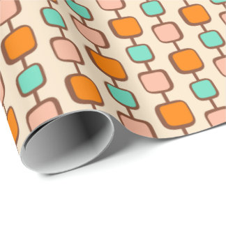 Papier Cadeau Motif de carrés orange rétro atomique des années 5