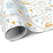 Papier Cadeau Motif de carte de quartier de Cute Pastel (Coin rond)