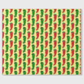 Papier Cadeau Motif De Cartoon Rouge Et Vert Pepper Divas (Plat)