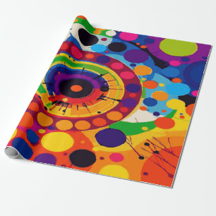 Papier Cadeau Motif de cercle abstrait multicolore – Audacieux