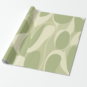 Papier Cadeau Motif de cercle abstrait vert clair et beige