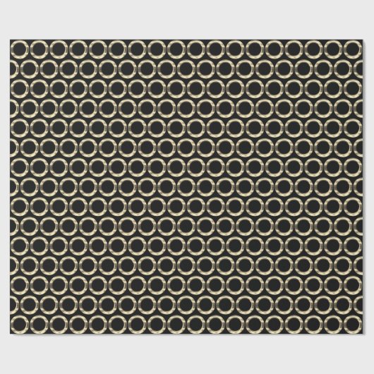 Papier Cadeau Motif de cercles anneaux dorés géométrique noir or (Plat)