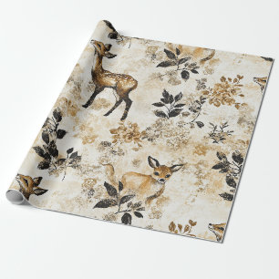 Papier Cadeau Motif de cerf de la forêt vintage