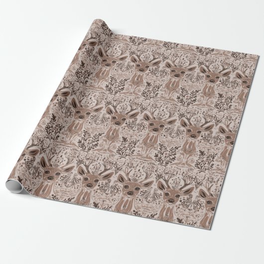 Papier Cadeau motif de cerfs Brown (Déroulé)