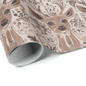 Papier Cadeau motif de cerfs Brown (Coin rond)