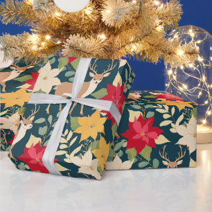 Papier Cadeau Motif de cerfs de Noël