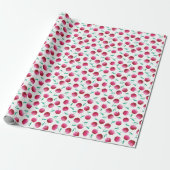 Papier Cadeau Motif de cerise aquarelle (Déroulé)