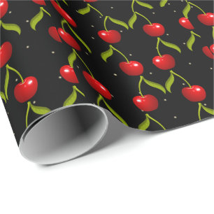 Papier Cadeau Motif de cerises brillantes