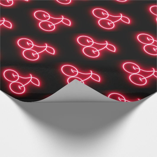 Papier Cadeau Motif de cerisier de Neon Rouge doux (Coin)