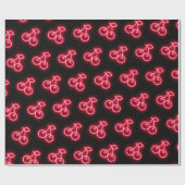 Papier Cadeau Motif de cerisier de Neon Rouge doux (Plat)