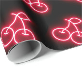 Papier Cadeau Motif de cerisier de Neon Rouge doux (Coin rond)