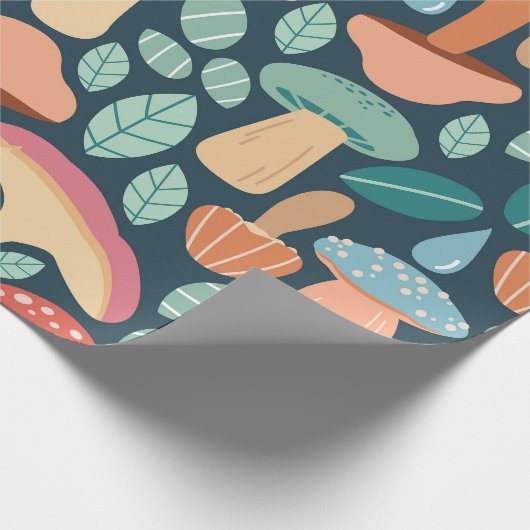 Papier Cadeau Motif de champignon forestier enchanté (Coin)