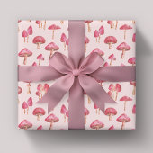 Papier Cadeau Motif de champignon rose