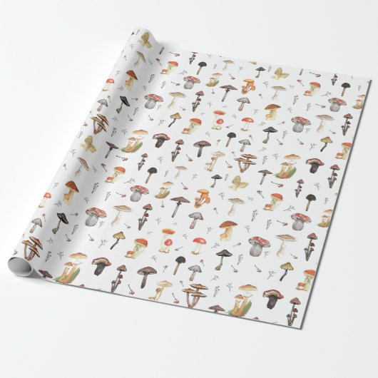Papier Cadeau Motif de champignons (Déroulé)