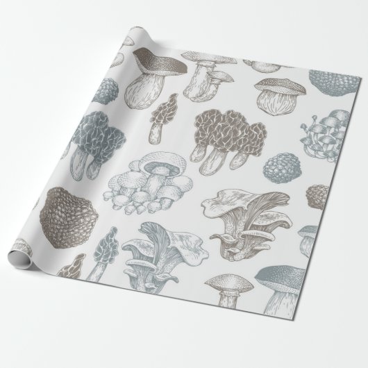 Papier Cadeau Motif de champignons (Déroulé)