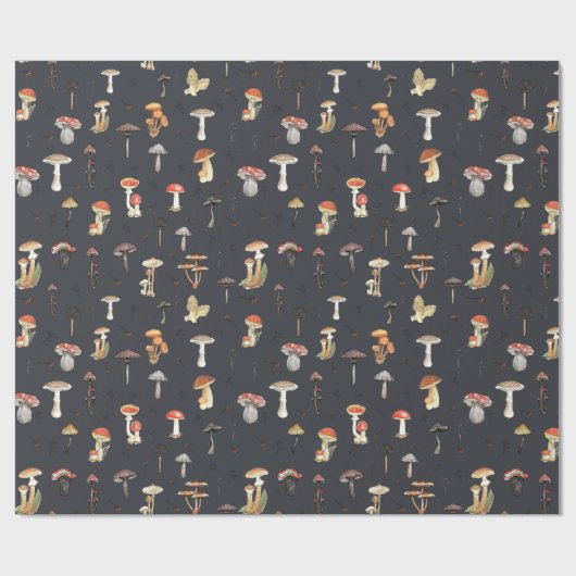 Papier Cadeau Motif de champignons (Plat)