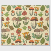 Papier Cadeau Motif de champignons.  (Plat)