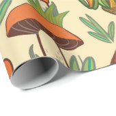 Papier Cadeau Motif de champignons.  (Coin rond)