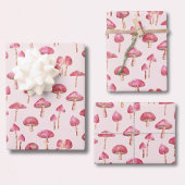 Papier Cadeau Motif de champignons roses
