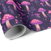 Papier Cadeau Motif de champignons violets (Coin rond)