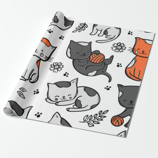 Papier Cadeau Motif de chat (Déroulé)